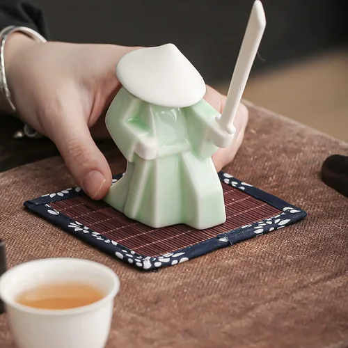 Miniatura 7 de LYART Estatua de guerrero de mascotas de té, accesorios de adorno de té, decoración de té de Kung Fu, regalo para casa y oficina, regalo del día
