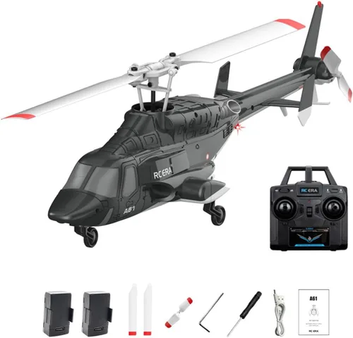 Miniatura 10 de RC ERA A61 Helicóptero RC con despegue/aterrizaje con una tecla, escala 1/52 Air-Wolf Rotor individual 2.4G 4CH Heli Aircraft Altitude Hold, Rojo