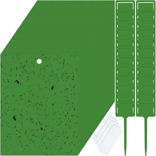 Miniatura 11 de Qualirey 50 trampas adhesivas amarillas de 6 x 8 pulgadas para mosquitos de doble cara para moscas de la fruta para plantas de interior y exterior