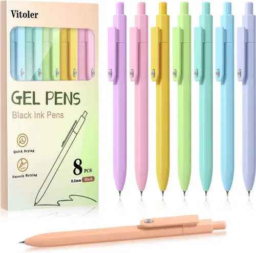 Vitoler - Bolígrafos de gel bonitos, paquete de 8 bolígrafos de punta fina de 0.020 in con juguetes antiansiedad, de secado rápido | For Women, For