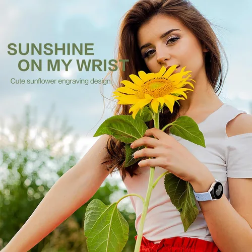 Miniatura 2 de Samsung Galaxy - Correa deportiva de silicona grabada con girasol de 1.575 pulgadas/1.732 pulgadas, para mujeres y hombres Azul claro