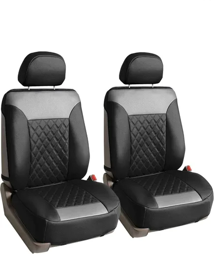 Miniatura 13 de FH Group Cojines para asiento delantero de lujo de piel sintética con patrón de diamantes para coche, viene con fundas para reposacabezas (azul)