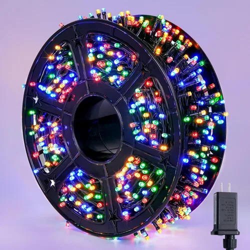 Miniatura 42 de JMEXSUSS 500 luces LED azules de Navidad al aire libre, 173 pies, 8 modos, tira de luces de Navidad, impermeable, luz LED azul para árbol enchufable