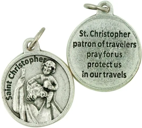 Miniatura 9 de Medalla de santos católicos con base de alpaca, con colgante que contiene una oración de protección, 3/4 de pulgada