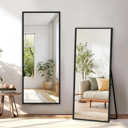 Miniatura 8 de GlasFlength Espejo de longitud completa con soporte, espejo arqueado de cuerpo completo de 57 x 20 pulgadas con marco de aleación de aluminio