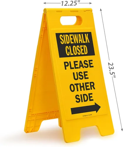 Miniatura 4 de SmartSign Letrero plegable de dos caras con texto en inglés "Sidewalk Closed - Please Use Other Side with Right Arrow", de 25 x 12 pulgadas