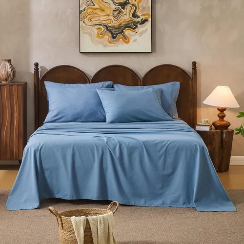 Miniatura 25 de Juego de sábanas de lino 100% tamaño King, juego de sábanas de lino transpirable y duradero de 4 piezas, ropa de cama suave para todas