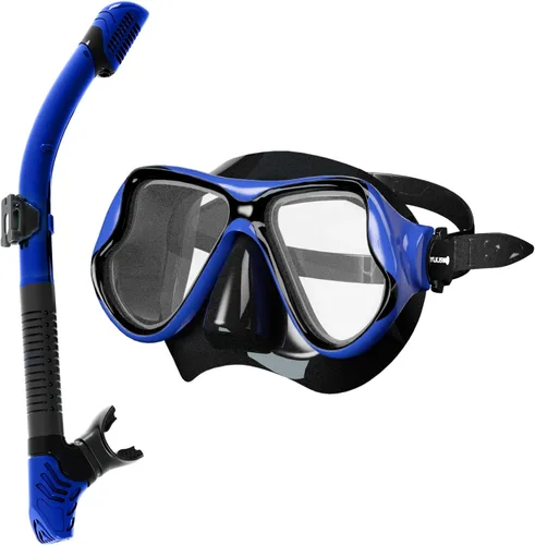 Miniatura 12 de Equipo de esnórquel para adultos, juego de máscara de esnórquel de vidrio templado de 180 grados, gafas antivaho con parte superior seca, máscara