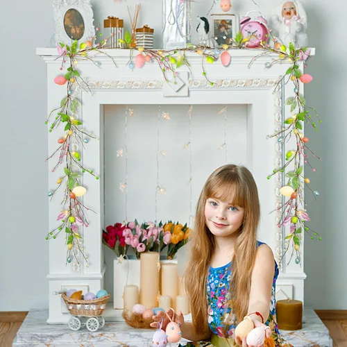 Miniatura 5 de ATDAWN Guirnalda de Navidad de huevo de Pascua de 6 pies, guirnalda de Navidad a pilas con luces, guirnalda de huevos de Navidad para Pascua