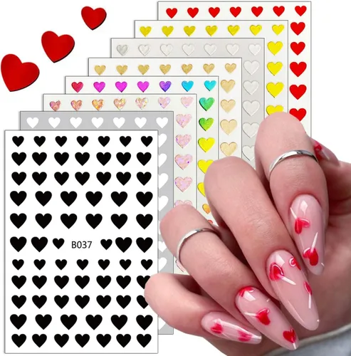 Miniatura 10 de Calcomanías de uñas de gato, 8 hojas de calcomanías autoadhesivas 3D con diseño de gato dorado, plateado, negro, blanco, para niños, niñas, mujeres
