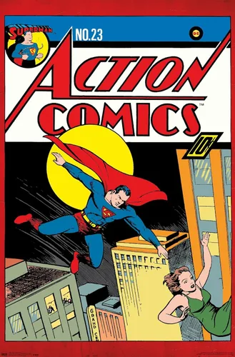 Trends International DC Comics - Póster de pared de Superman - Action Comics 23, 22.375 x 34 pulgadas, versión premium sin marco