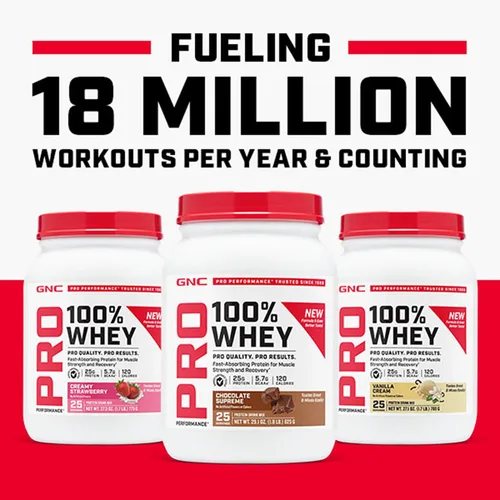 Miniatura 8 de GNC Pro Performance 100% proteína de suero en polvo Apoya el metabolismo saludable y la recuperación muscular magra Chocolate Supreme 12