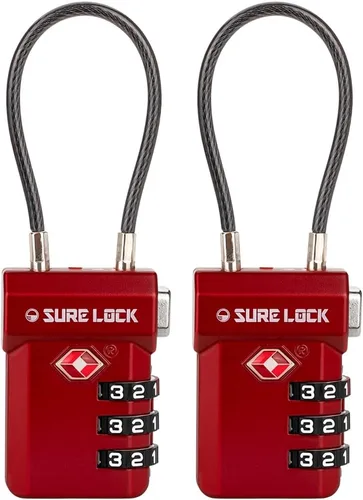 SURE LOCK Cerraduras de equipaje aprobadas por la TSA, alerta abierta, diales de fácil lectura, cerraduras de equipaje de viaje para maleta,