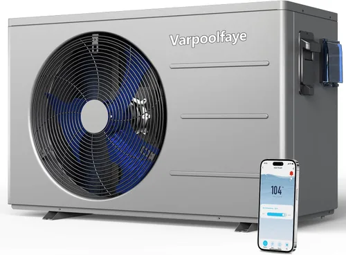 Miniatura 10 de Calentador eléctrico de piscina de 16000 BTU para piscina sobre el suelo, bomba de calor de 5000 galones, modo de enfriamiento, control WiFi