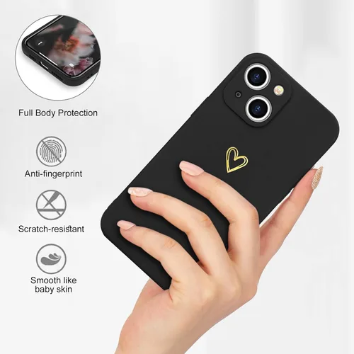 Miniatura 3 de Wirvyuer Funda para iPhone 13, bonita funda delgada a prueba de golpes con soporte de carga inalámbrica y protección, color negro