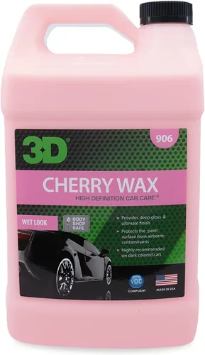 3D Cherry Wax - Cera líquida de carnauba para autos de exhibición con polímeros sintéticos | Acabado de brillo profundo | Fácil de remover | Brillo
