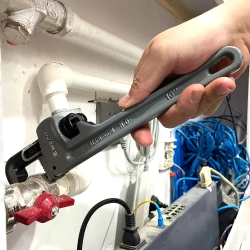 Miniatura 5 de WEDO Llave de tubo recta de 14 ", llave de fontanería, llave de aluminio, apertura máxima 2.559 in, cabeza forjada de acero al cromo-molibdeno