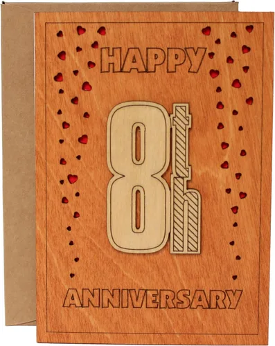 Miniatura 9 de Tarjeta de aniversario de 10 años de madera con soporte. 10 años, décima, diez años, tarjetas de aniversario de boda de aluminio para ella, esposa