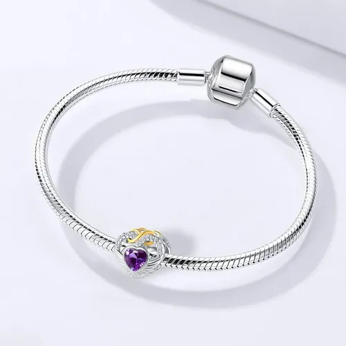 Miniatura 4 de QeenseKc Ene-Dic - Dijes de alas angulares con forma de corazón infinito y corazón calado para pulsera Pandora, Cristal Diamante de imitación