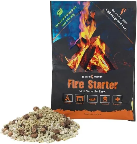 Miniatura 2 de InstaFire, granos para prender fuego, natural, ecológico, prenda fuego en cualquier clima, 4 paquetes por envase, premiado como el iniciador