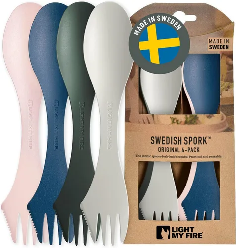 Miniatura 7 de Light My Fire Spork Original Paquete de 4 - Combinación 3 en 1 de Cuchara Tenedor Cuchillo para Acampar, Utensilios Reutilizables de Viaje