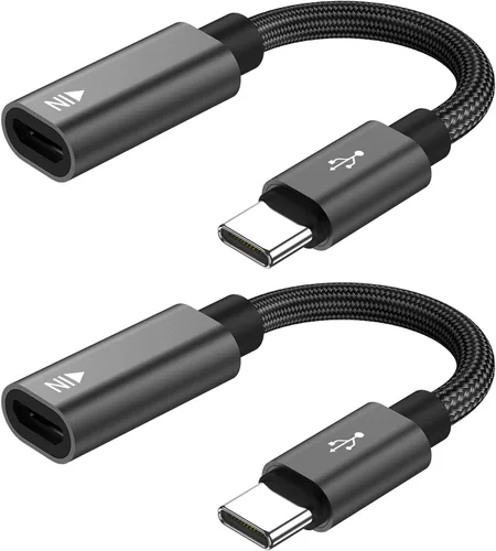 Adaptador micro USB a USB C, (paquete de 2) Micro USB hembra a USB tipo C macho Conversor de carga rápida compatible con Samsung Galaxy S23 S22 S21