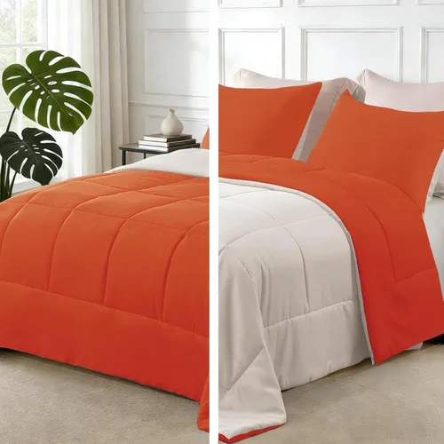 Miniatura 12 de Exclusivo Mezcla Juego de edredón ligero reversible tamaño individual, edredón alternativo al plumón con 1 funda de almohada, juego de ropa de cama
