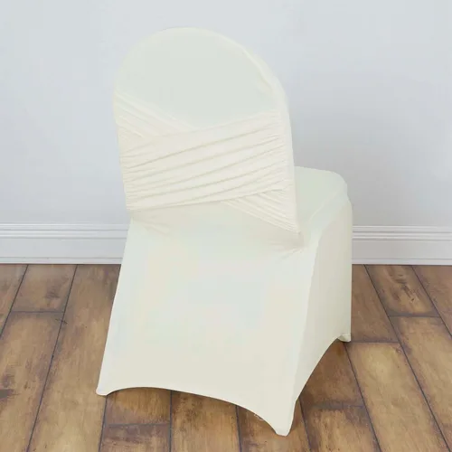 Miniatura 34 de Efavormart 1 juego de fundas para sillas de banquete con volantes y falda plisada de spandex blanco, fundas elásticas lavables con bolsillos
