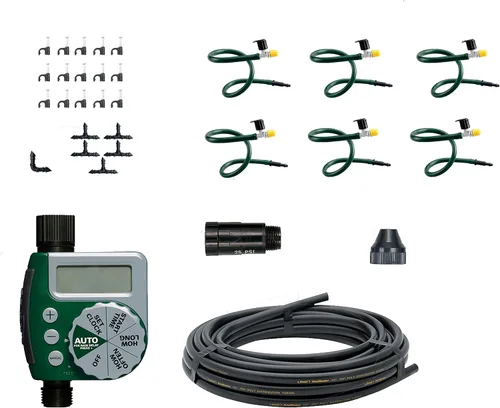 Orbit 56318 - Kit de riego por goteo para cesta colgante con temporizador de llave de manguera digital de 1 salida