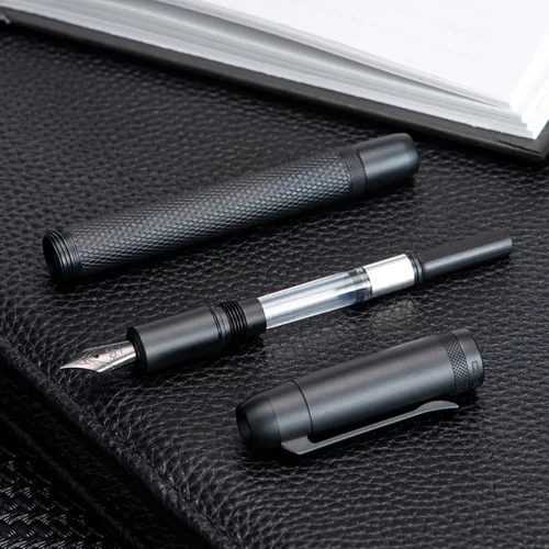 Miniatura 5 de Jinhao 92 - Pluma estilográfica negra de punta fina, metal sólido con convertidor, lápiz de caligrafía Negro