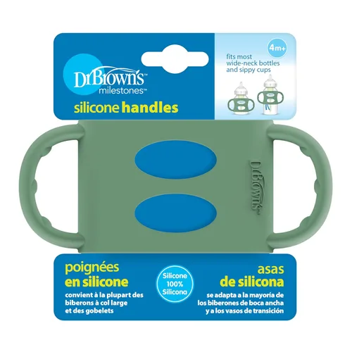 Miniatura 6 de Dr. Brown's® Milestones™ - Manijas de biberón de silicona 100% de cuello ancho, color crudo, paquete de 2