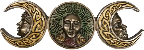 Ebros Gift Nudo celta Wicca Sagrada Triple Diosa Luna Madre Doncelta Decoración de pared Escultura Placa Estatuilla Fases Neopaganas de la Luna