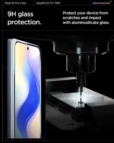 Miniatura 4 de Spigen AluminaCore - Protector de pantalla de vidrio templado [Glas.tR EZ Fit Pro] diseñado para Pixel 10 Pro Fold [2 Pack] Dureza 9H+, durabilidad