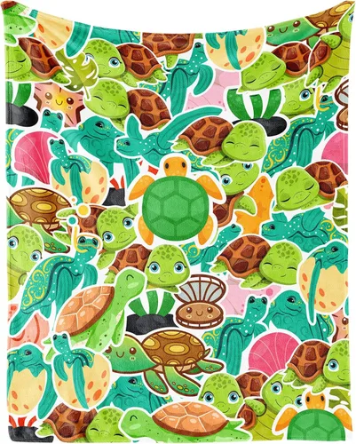 Miniatura 20 de Manta de tortuga marina, suave, mullida y cálida, manta pequeña de 30 x 40 pulgadas para sofá, oficina, bonita manta rosa para niños