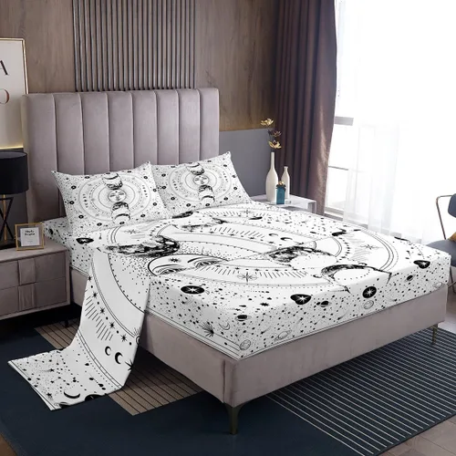 Miniatura 26 de Manfei Juego de sábanas de acuarela floral tamaño individual, juego de ropa de cama con flores botánicas, juego de sábanas de dibujos animados
