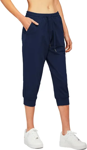 Miniatura 2 de STELLE - Pantalones capri para mujer de algodón con cordón cómodo con bolsillos