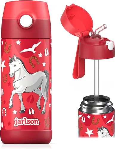 Miniatura 17 de Jarlson® CHARLI - Botella de agua para niños [12 onzas], botella térmica de acero inoxidable con pajilla, botella de agua aislada a prueba