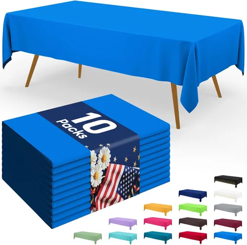 Miniatura 43 de Smiry - Juego de 6 manteles desechables, 54 x 78 pulgadas, manteles impermeables rectangulares para fiestas, cubierta de mesa de plástico