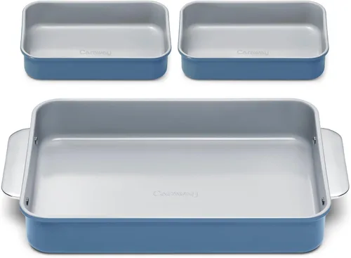 Miniatura 45 de Caraway Sartén rectangular de cerámica antiadherente de 9 x 13 pulgadas, revestimiento de cerámica naturalmente resbaladizo, no tóxico, libre