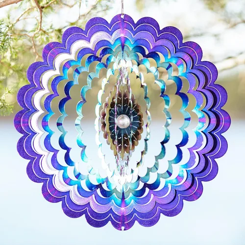 VP Home Giratorio de Viento Cinético Mandala Explosión Floral para Patio y Jardín Giratorio de Viento Exterior Metal Grande Decoración 3D de Mandala