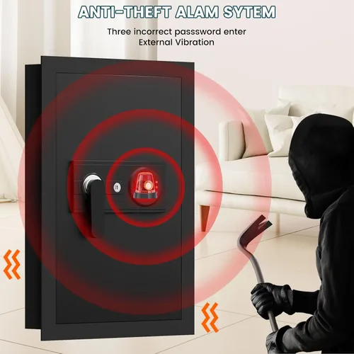 Miniatura 4 de Cajas fuertes de pared resistentes al fuego de 25.6 pulgadas entre los pernos de 16 pulgadas: caja fuerte oculta resistente con teclado digital, 2