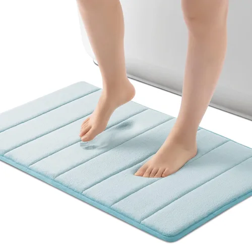 Miniatura 11 de ROSMARUS Tapete de baño de espuma viscoelástica de 20 x 32 pies, tapete de ducha absorbente de agua, tapete de baño grueso antideslizante con Gris