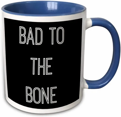Miniatura 8 de 3dRose Bad to The Bone - Taza de cerámica con fondo de letras, 11 onzas, negro/blanco