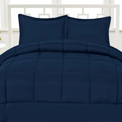 Miniatura 3 de Lujosa ropa de cama de microfibra cepillada con punto de caja suave y alternativa al plumón, matrimonial, color negro