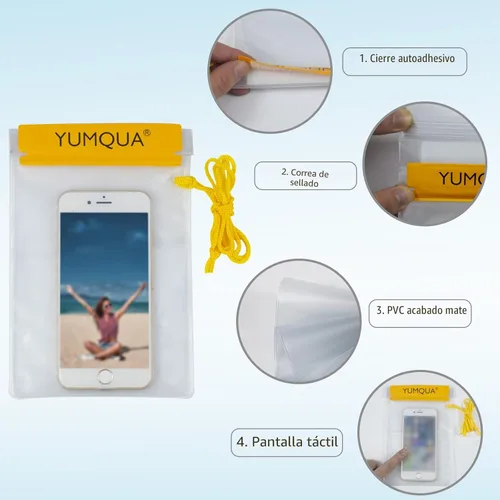 Miniatura 4 de YUMQUA Bolsa impermeable transparente, bolsa impermeable para documentos, soporte para pasaporte, funda hermética para mapas, bolsa impermeable a