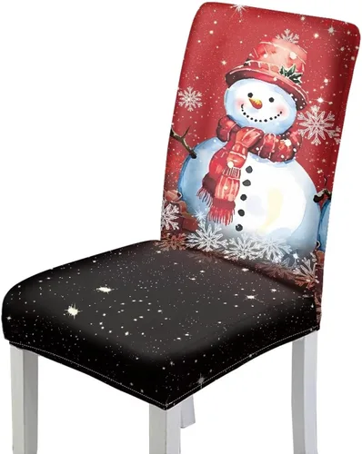 Miniatura 15 de HUGS IDEA Merry Christmas Dining Room Chair Covers Cute Sheep Kitchen Chair Covers Stretch Dining Chairs Cover Set of 6 Parsons Chairs Slipcovers
