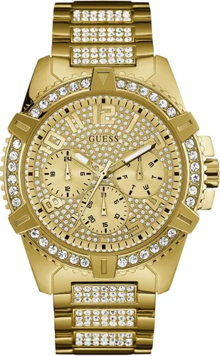 Miniatura 4 de GUESS - Reloj de pulsera de acero inoxidable dorado con cristal adornado