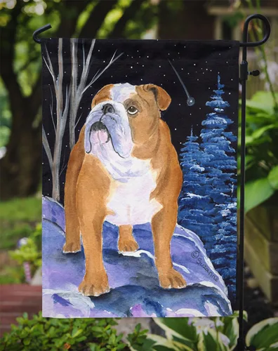 Miniatura 3 de Caroline's Treasures SS8405GF Bandera de jardín con diseño de bulldog inglés de noche estrellada para buzón, bandera decorativa para patio exterior