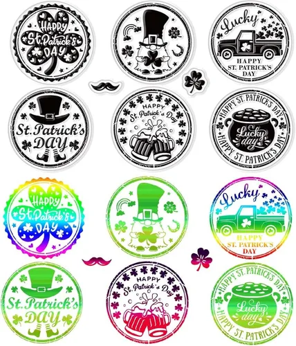 Miniatura 24 de Sellos transparentes de CRASPIRE para el día de San Patricio Hoja de trébol Sellos transparentes para álbum de recortes para hacer tarjetas DIY