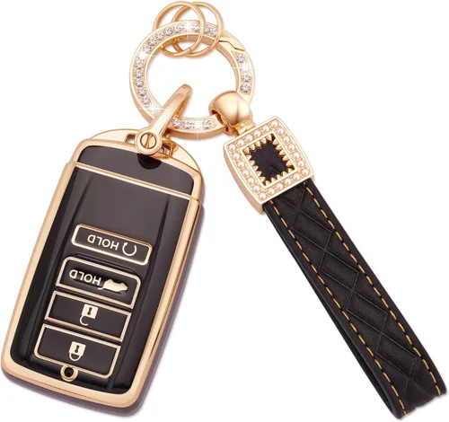 Miniatura 71 de Ekala para Honda Funda para Llavero con Llavero de Cuero, 5 Botones Carcasas de Teclas de TPU Suave Compatibles con Honda Civic Accord Pilot CR-V